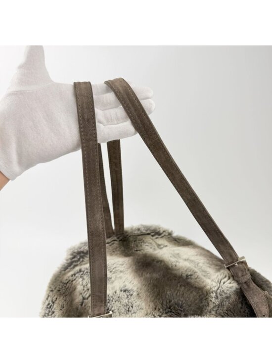 Fendi Zucca Pattern Lining Backpack Suede Gray Brown Vintage main image 13